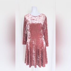 TopShop Womens Size 8 Fit & Flare Open Back Velvet Midi Dress Pink